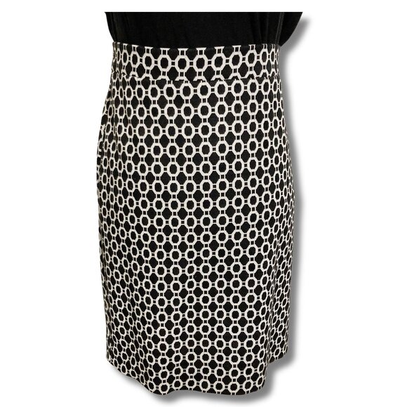 Black and white octagon chain print mini stretchy pencil skirt ~ SMALL MEDIUM - Picture 1 of 10